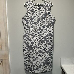Shelby And Palmer Womens Dress 16 Floral Sheath Sleeveless Knee Length Neutral